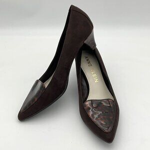 Anne Klein MEDLEY Slip On Brown Suede Low Heels Tortoiseshell Vamp & Heel 11M